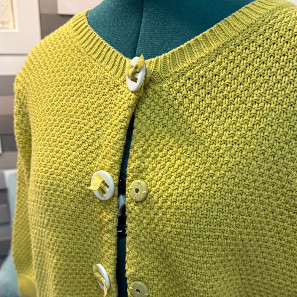 Boden Greenish Yellow Button-Up Women's Cardigan - Picture 3 of 4